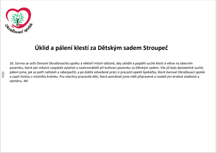 Úklid za dětským sadem Stroupeč